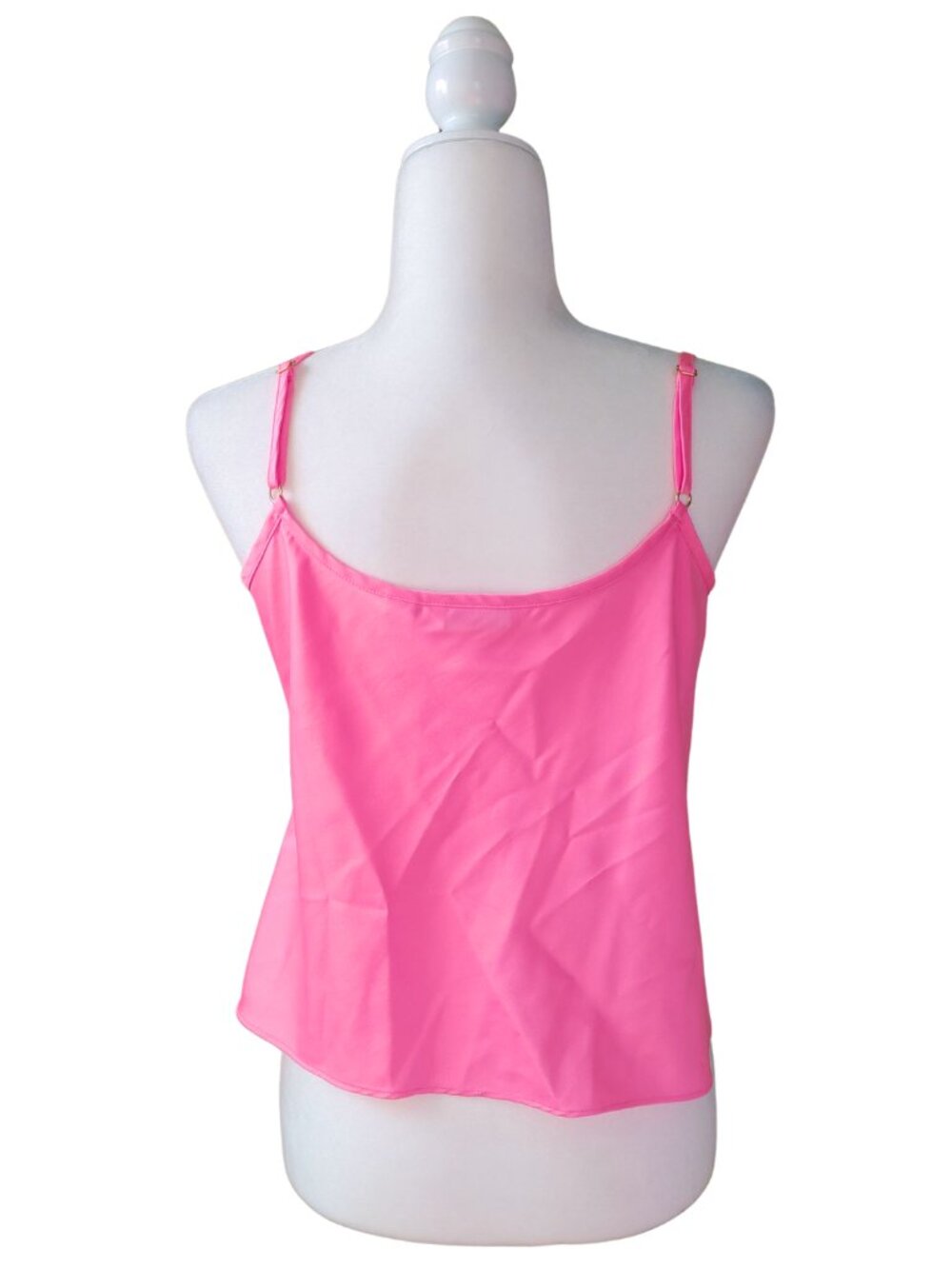 LIZ CLAIBORNE 2 Piece Matching Set Neon Pink Tie Front Blouse Camisole-Size 10P - Picture 3 of 4